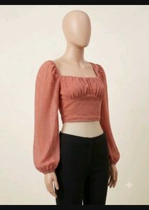 Chic Swiss Dot Puff Sleeve Top