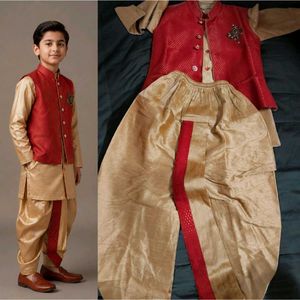 Premium Boys Ethnic kurta Dothi jacket Set(3pc)