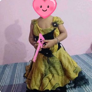 Baby Girl Party Wear Frock 12-18 Months - Golden B