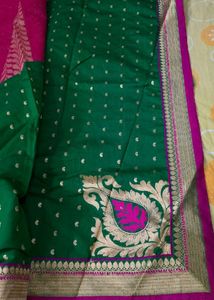 Elegant Green &amp; Pink Saree