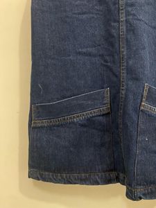 Chic Denim Pinafore Dress with Floral Embroidery
