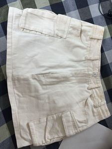 Cream Cargo Mini Skirt
