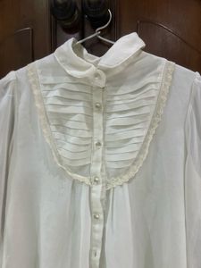 Chic Sheer Blouse with Pearl Buttons
