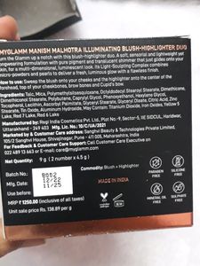 MyGlamm Manish Malhotra Illuminating Blush Highlighter Duo-sheer Glitz