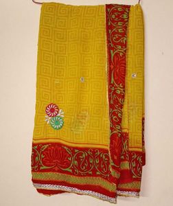 Vibrant Yellow Saree with Floral Border