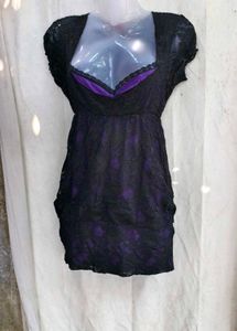 92510Elegant Black &amp; Purple Lace Dress