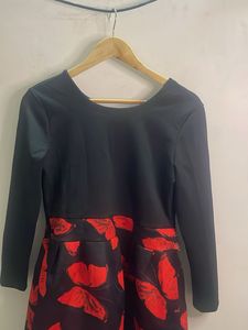 Black Butterfly Print Dress