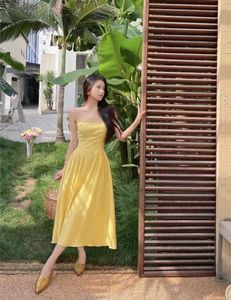Savana Butter Yellow Coquette Midi Dress