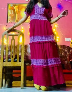 Gorgeous Pink Tiered Lace Gown