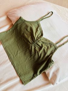 Green Ribbed Tank Top