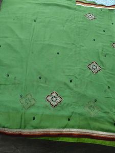 embroided pure shiffon sari