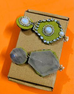 New Fabric Hand Made Earrings Colour Madhi Green