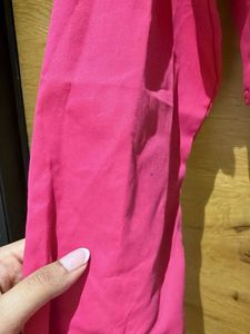 Hot Pink Cropped Collared Shirt
