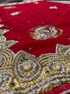 Red Heavywork Embroidered Saree