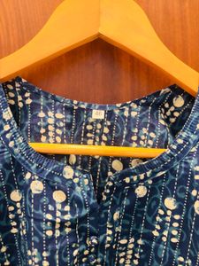 Blue Printed Cotton Kurta