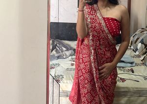 Vibrant Red Bandhani gajji modal silk