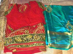 Embellished Red Saree combo 2