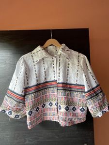 Boho Print Cropped Blouse