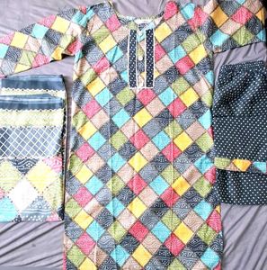 Colorful Bandhani Print Kurta Set