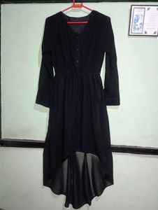 Assymetrical High Low Pretty Black Dress