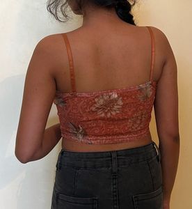 Floral Lace Trim Corset Top