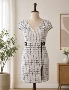 Chic Patterned V-Neck Mini Dress