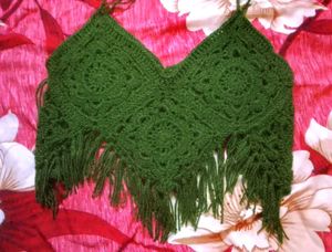 Boho Crochet Crop Top &amp; Black Lace Skirt Set