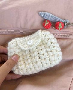 Cute Pink Crocheted Flower Pouch