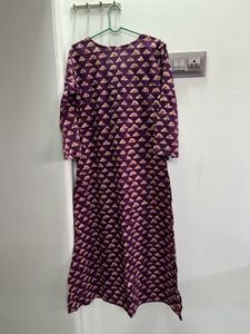 Maroon Cotton Straight Kurti