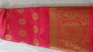 Beautiful Pink Saree with Gold Border