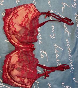 Lace Trimmed Red Bra