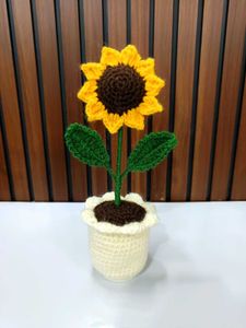 Handmade Crocheted Sunflower Pot