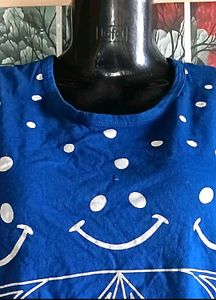 Cute Blue Polka Dot Smiley T-Shirt