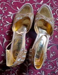 Elegant Gold Embellished Heels