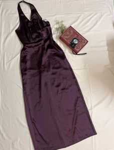 Elegant Satin Halter Neck Maxi Dress