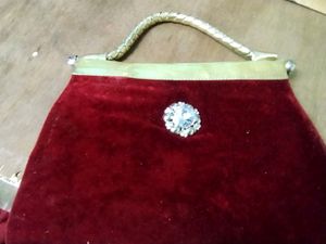 Beautiful Maroon Purse With Elegant White  Stone.