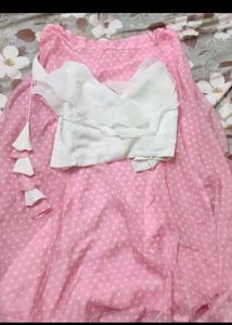 Pink Polka Dot Lehenga Set
