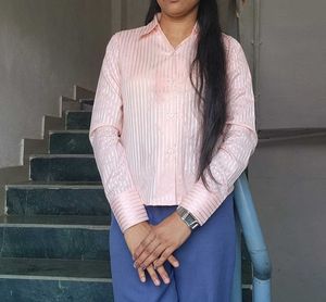 Light Pink Striped Button-Up Shirt