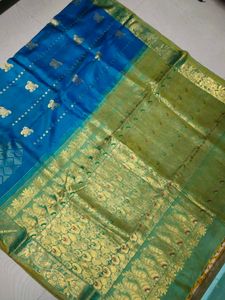 Blue & Gold Pure Kanchipuram Silk Saree