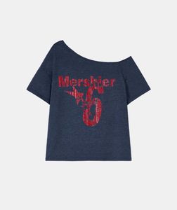 Graphic Print Off-Shoulder T-Shirt