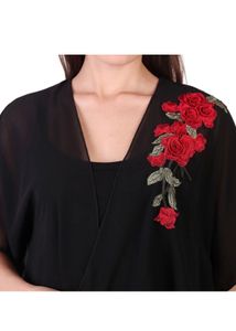 Chic Embroidered Black Shrug