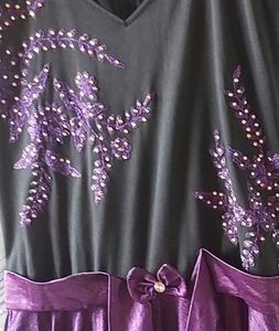 Elegant Purple &amp; Black Embellished Gown