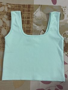 Sea Green Ribbed Tank Top