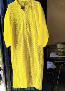 Bright Yellow Chikankari Kurta