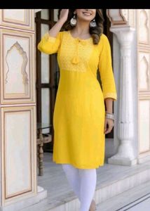 Yellow Embroidery Kurti