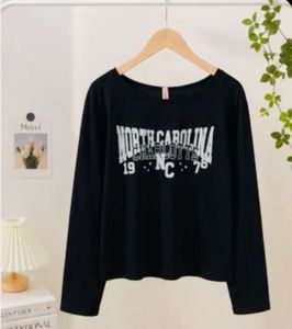 Black Graphic Long Sleeve Top