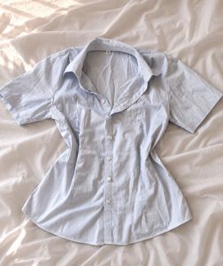 Light Blue Striped Button-Up Shirt