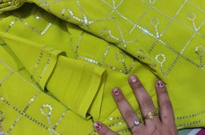 Green Sequined saare