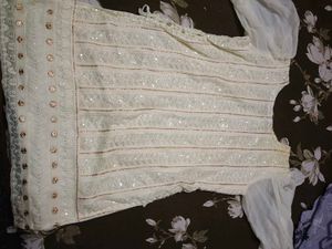 Elegant White Sequined Kurta