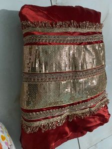 Red Silk Lehenga with Gold Border